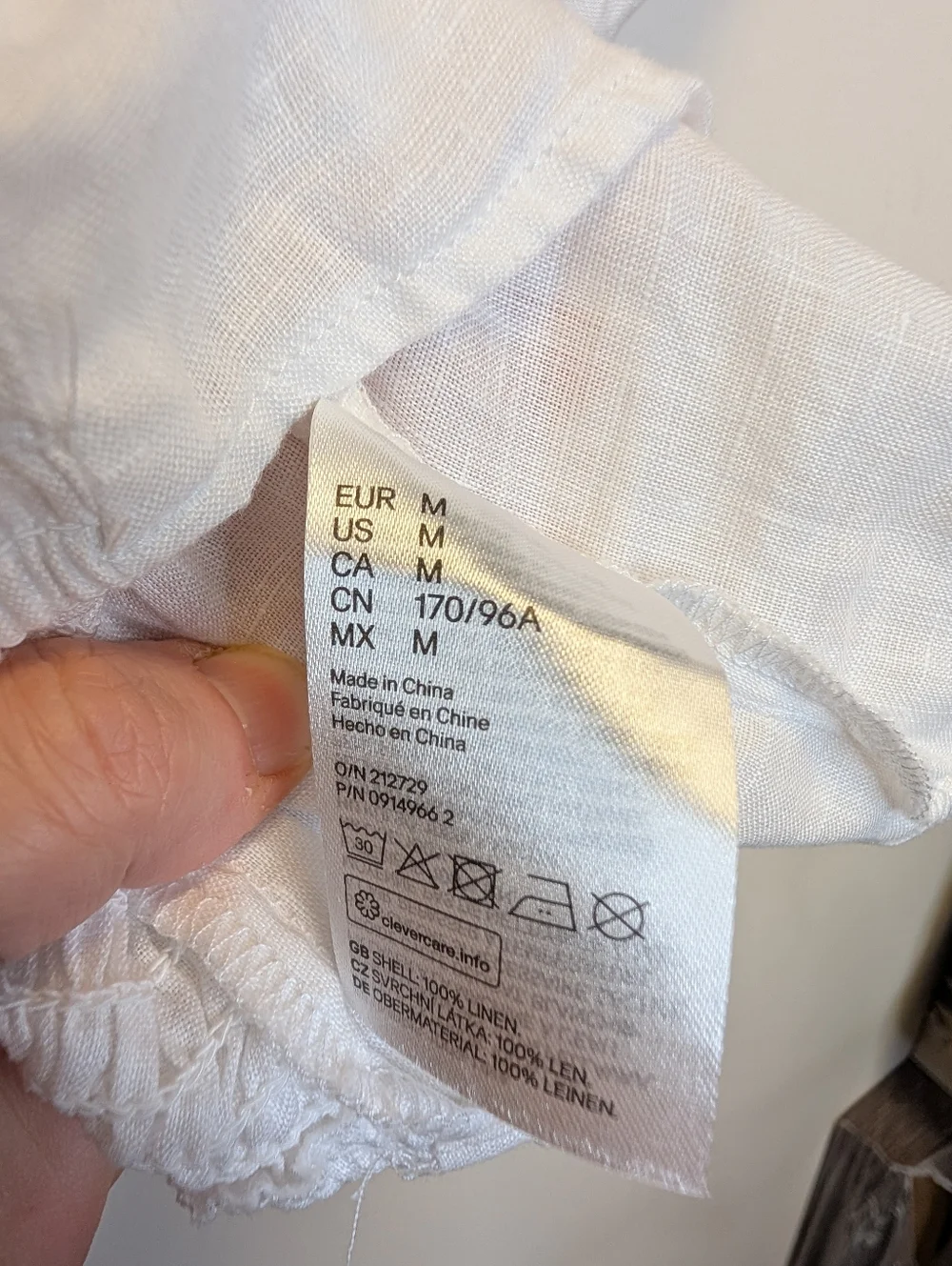 H&M 100% Linen Puff Sleeve Tie Front Top White Cottagecore Clean Girl Boho M - Picture 15 of 16